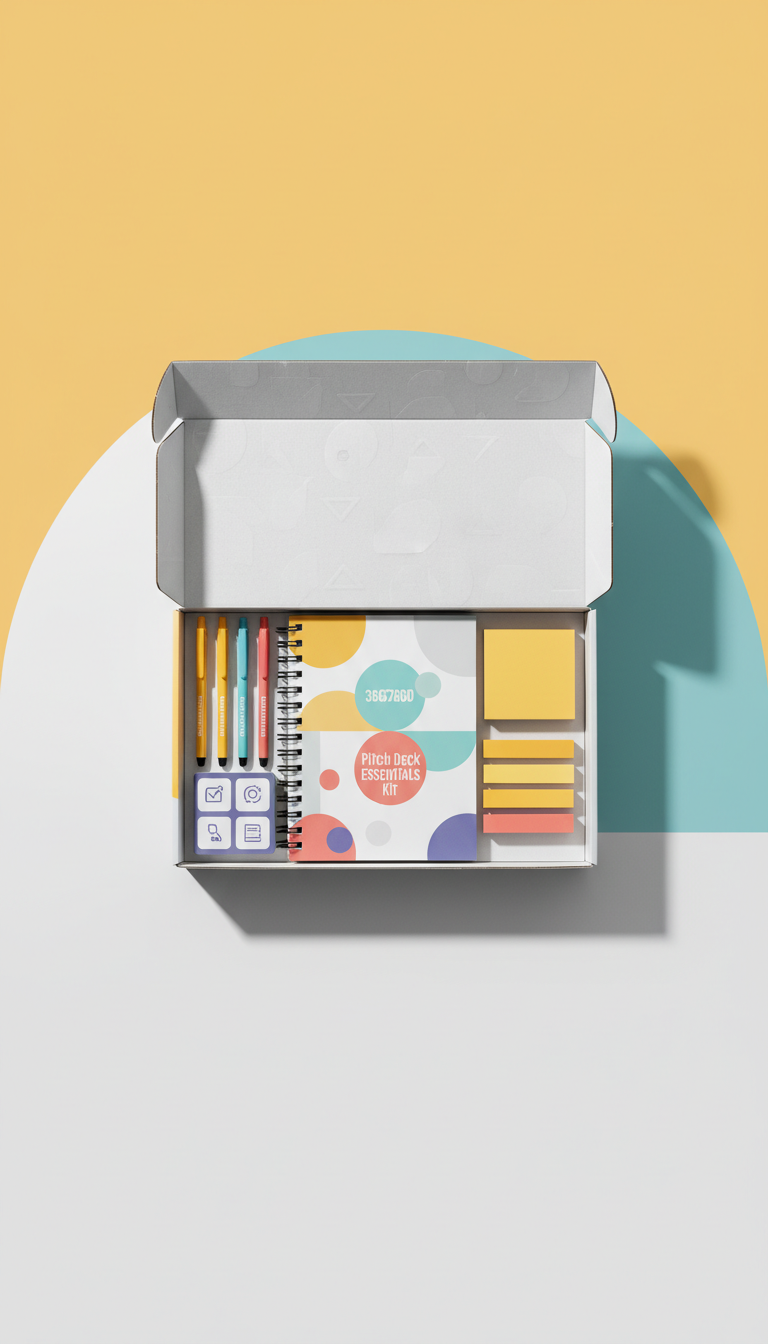 Pitch deck essentials kit with vibrant pens